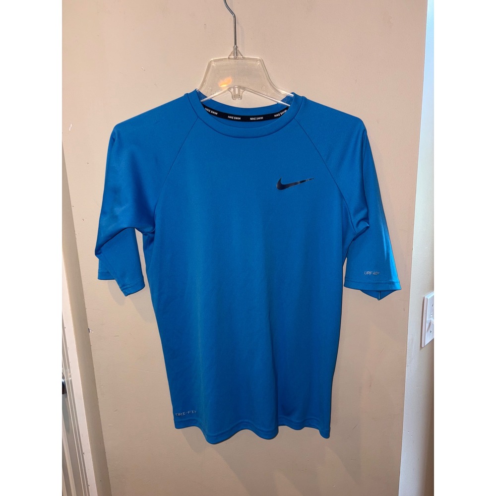 Nike Swim Boys XL Blue Dri-FIT UPF 40+ Short Sleeve Rash Guard  Swim Shirt